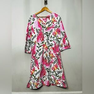 Jude Connolly Dress Megan Long Whimsy Parrot Stretchy Tropical Resortwear NWT XL